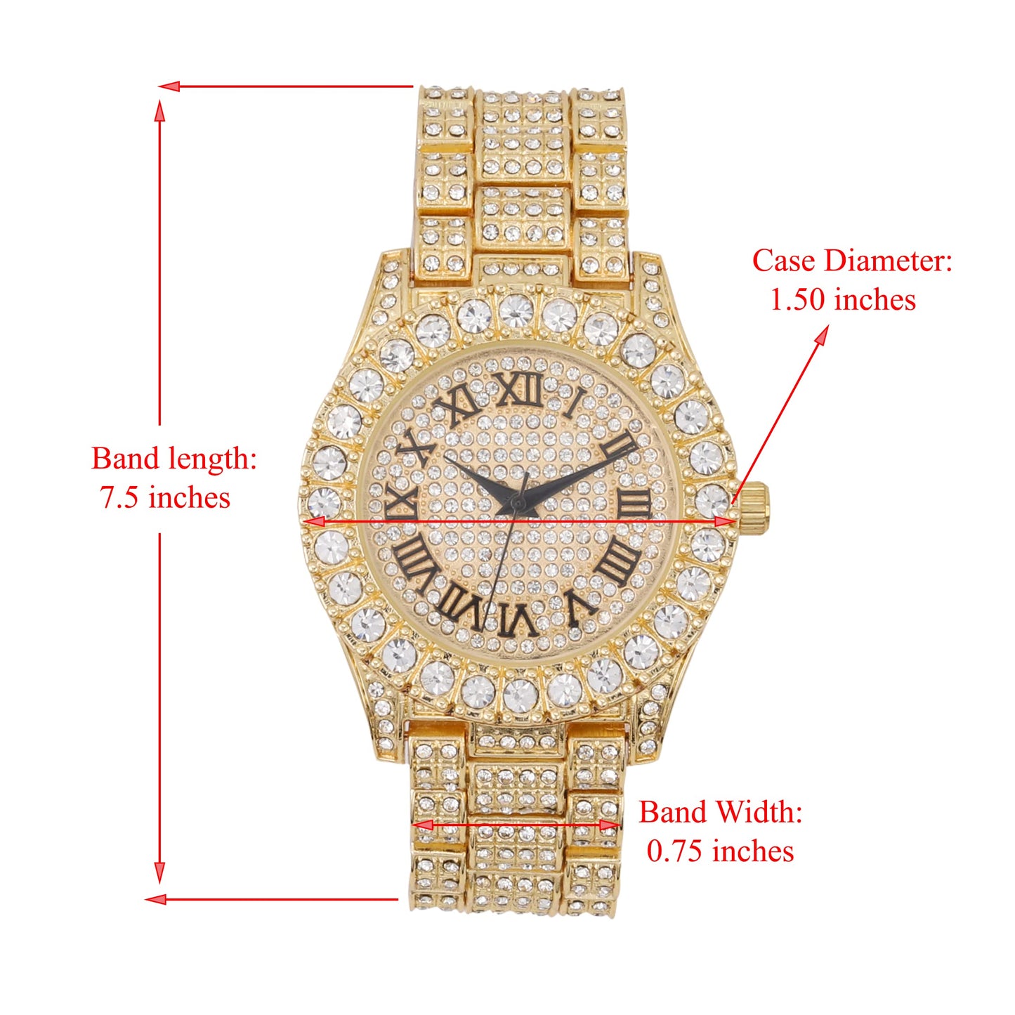 Charles Raymond Women's Big Rocks Bezel Colored Dial with Roman Numerals Fully Iced Out Watch - ST10327LA