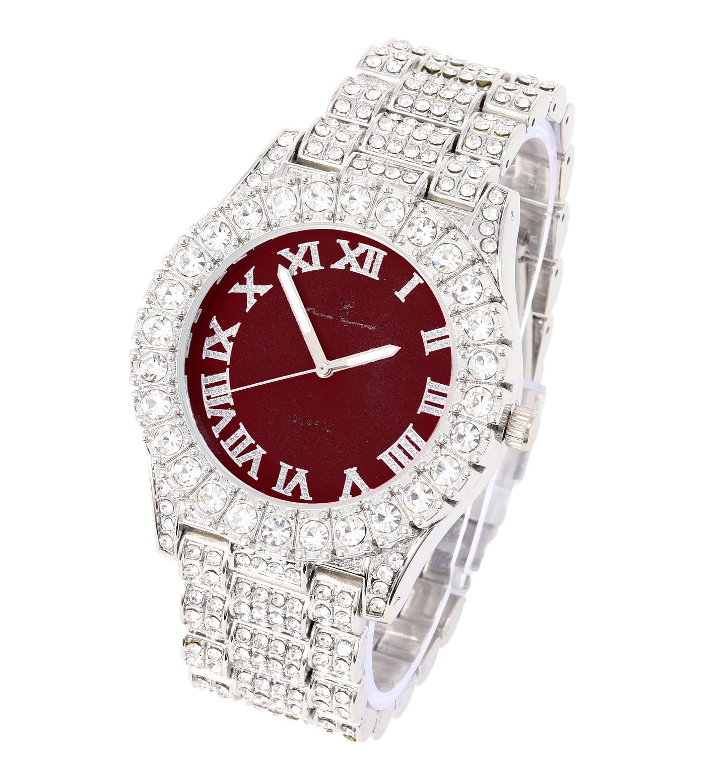 Charles Raymond Women's Big Rocks Bezel Colored Dial with Roman Numerals Fully Iced Out Watch - ST10327LA