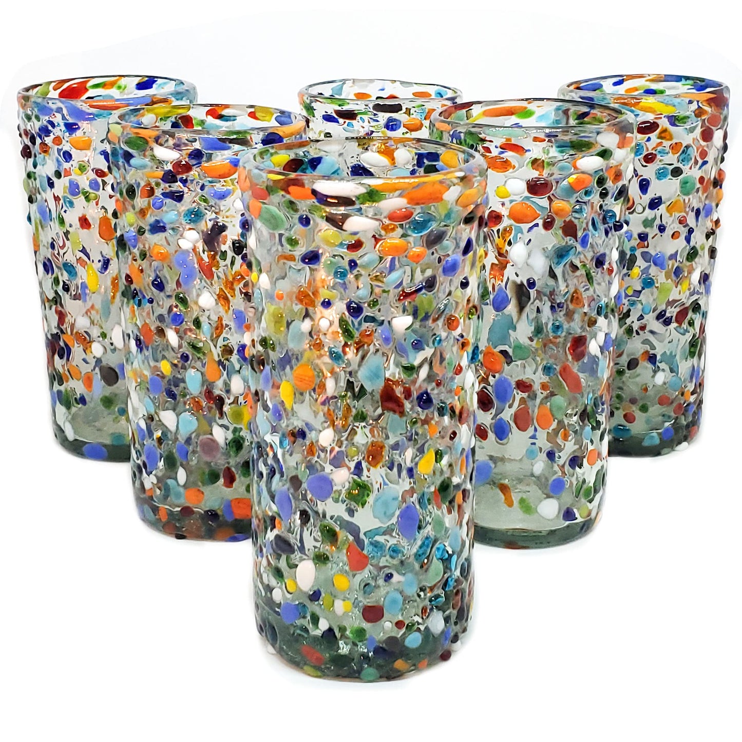 Confetti Rocks 120 oz Pitcher and 6 Drinking Glasses set, Recycled Glass, Lead-free, Toxin-Free (Pitcher & Glasses)