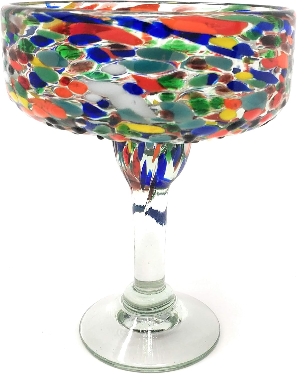 Dos Sueños Mexican Hand Blown Glass – Set of 4 Hand Blown Margarita Glasses Confetti Rock (16 oz) …