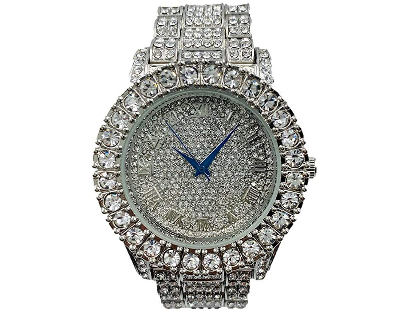 Charles Raymond Women's Big Rocks Bezel Colored Dial with Roman Numerals Fully Iced Out Watch - ST10327LA