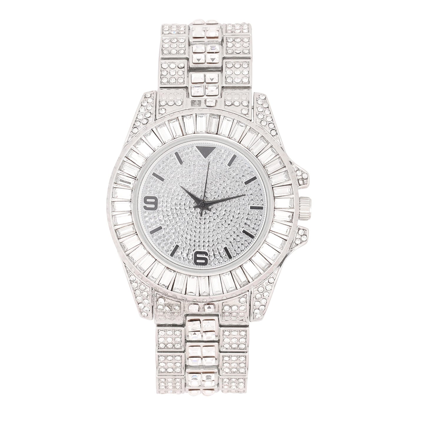 Charles Raymond Women's Big Rocks Bezel Colored Dial with Roman Numerals Fully Iced Out Watch - ST10327LA