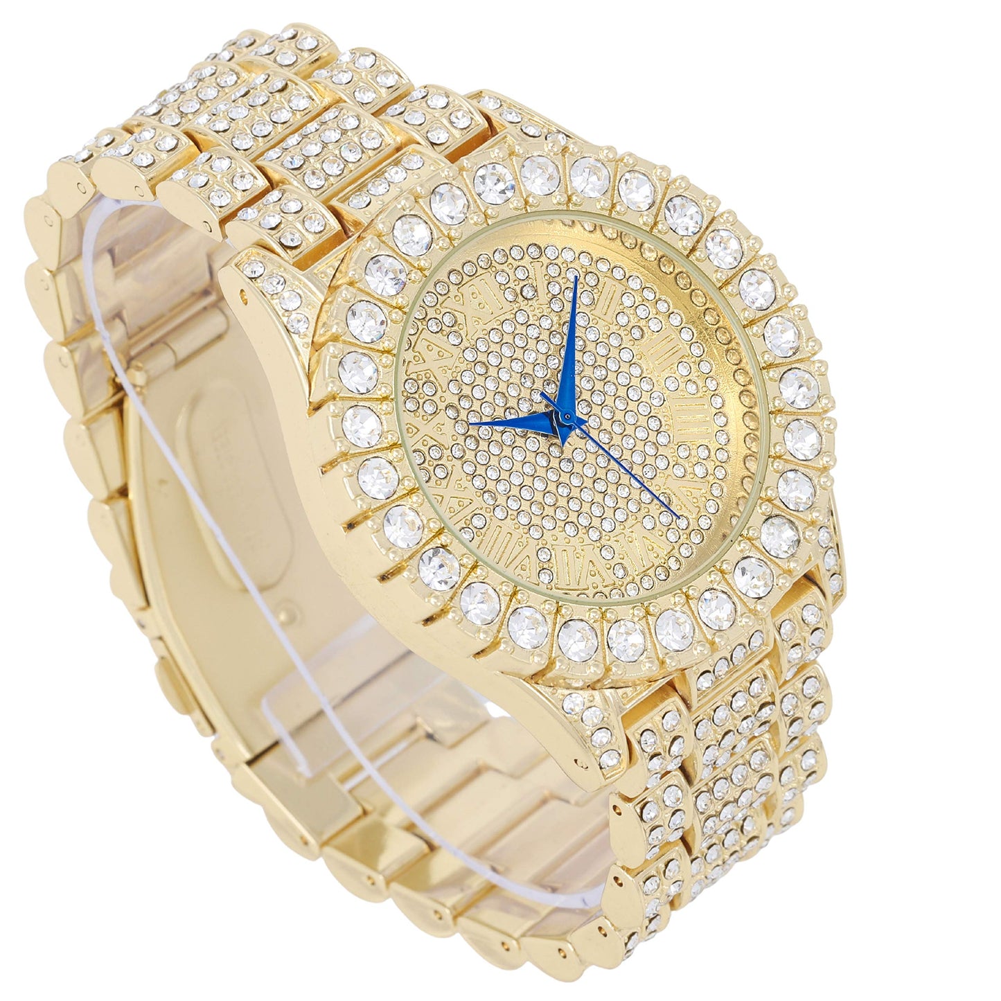 Charles Raymond Women's Big Rocks Bezel Colored Dial with Roman Numerals Fully Iced Out Watch - ST10327LA