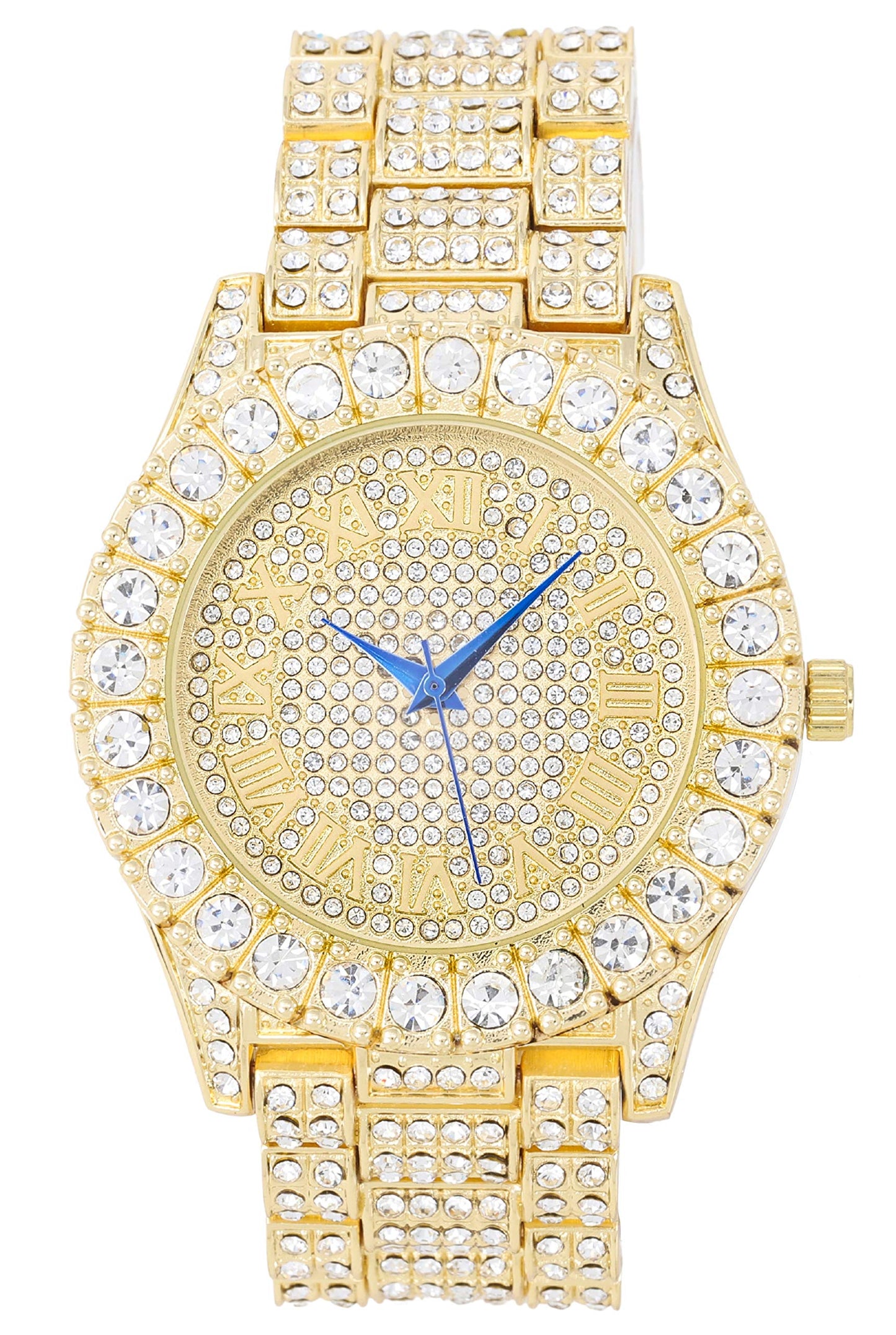 Charles Raymond Women's Big Rocks Bezel Colored Dial with Roman Numerals Fully Iced Out Watch - ST10327LA
