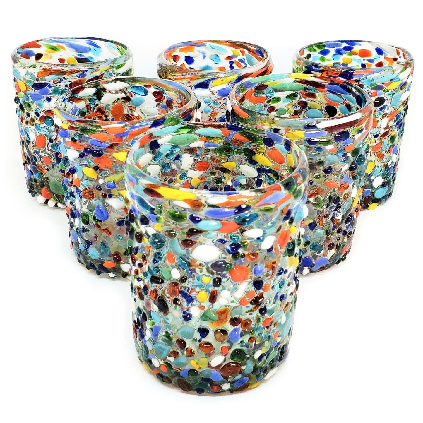 Confetti Rocks 120 oz Pitcher and 6 Drinking Glasses set, Recycled Glass, Lead-free, Toxin-Free (Pitcher & Glasses)