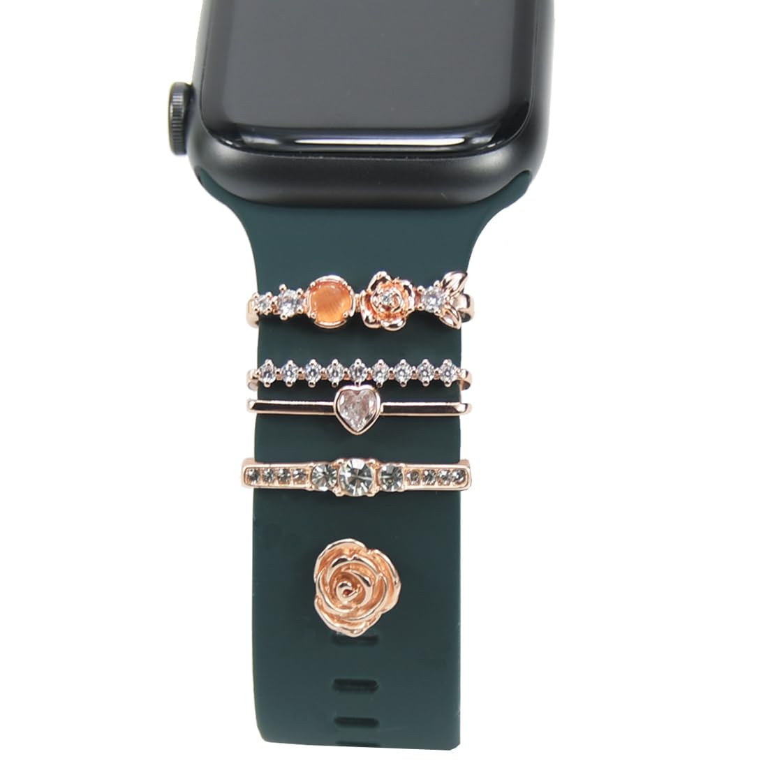 Watch Band Charms, Decorative Rings Loops Charms Compatible with Apple Silicone Watch Bands for Women 49mm 45mm 44mm 42mm 41mm 40mm 38mm , Metal Jewelry Watch Band Accessories Charms for iwatch band Series se 9 8 7 6 5 4 3 2 1 Samsung Galaxy watch 5/Pro/4