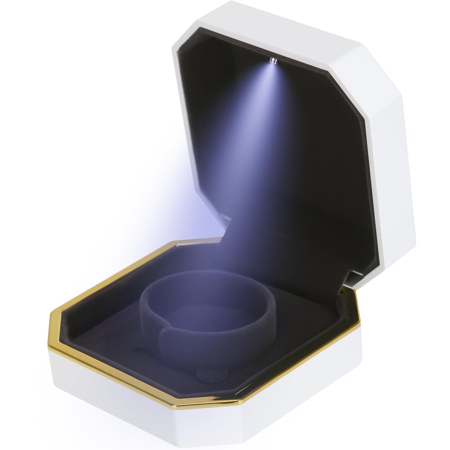 Luxury LED Jewelry Bracelet Gift Box with LED Light, Velvet Small Jewelry Box Storage Case Organizer Holder for Wedding, Engagement, Proposal, Birthday and Anniversary (Black)