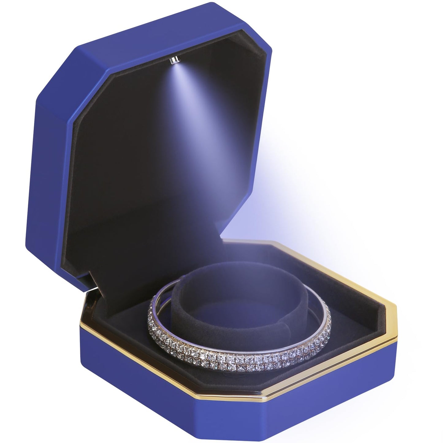 Luxury LED Jewelry Bracelet Gift Box with LED Light, Velvet Small Jewelry Box Storage Case Organizer Holder for Wedding, Engagement, Proposal, Birthday and Anniversary (Black)