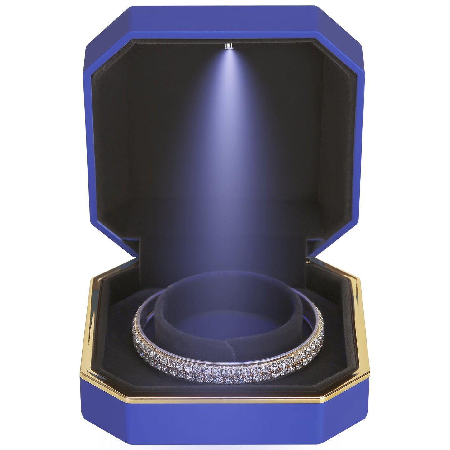 Luxury LED Jewelry Bracelet Gift Box with LED Light, Velvet Small Jewelry Box Storage Case Organizer Holder for Wedding, Engagement, Proposal, Birthday and Anniversary (Black)