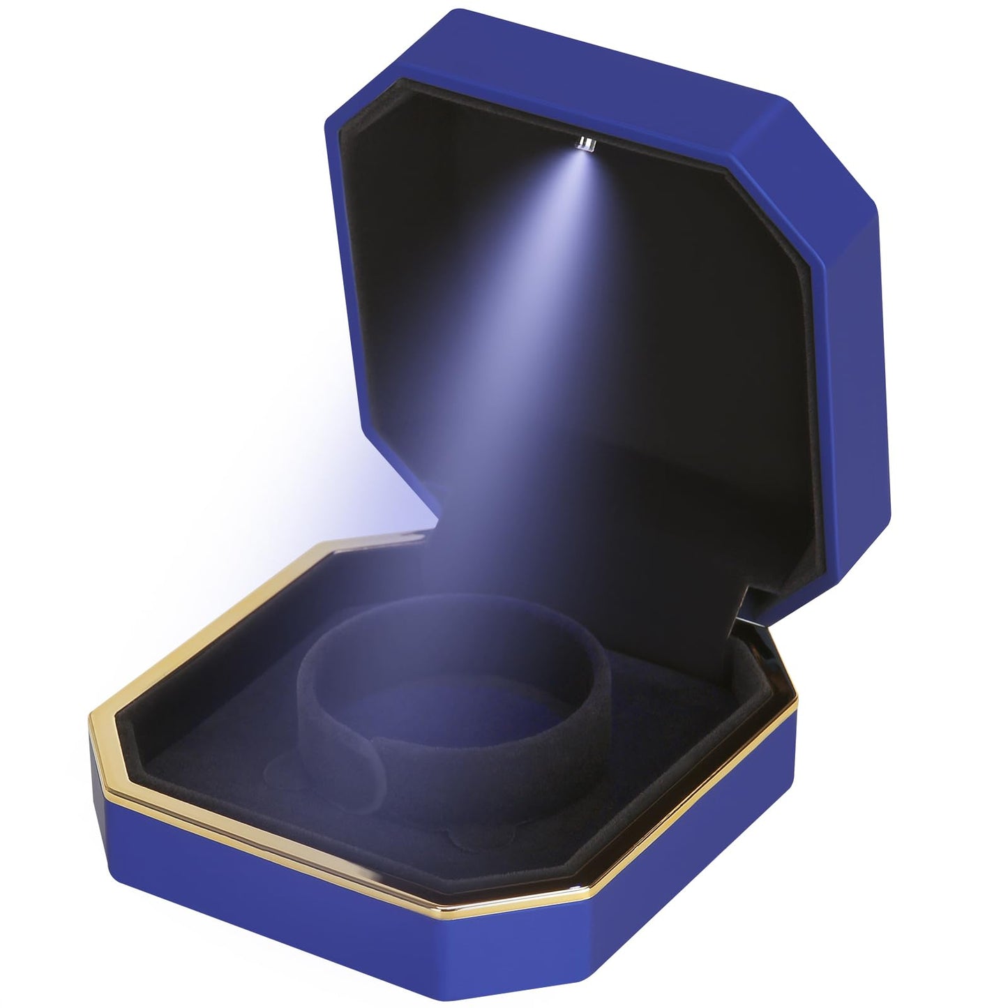 Luxury LED Jewelry Bracelet Gift Box with LED Light, Velvet Small Jewelry Box Storage Case Organizer Holder for Wedding, Engagement, Proposal, Birthday and Anniversary (Black)