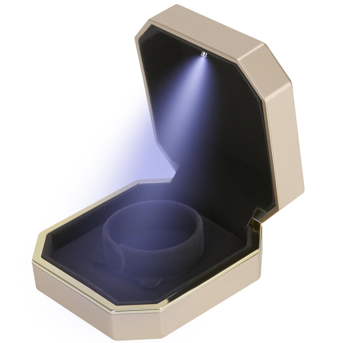 Luxury LED Jewelry Bracelet Gift Box with LED Light, Velvet Small Jewelry Box Storage Case Organizer Holder for Wedding, Engagement, Proposal, Birthday and Anniversary (Black)
