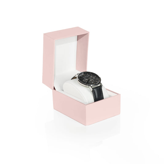 Prestige & Fancy Premium Pink Watch Gift Box with Pillow – Single Watch case Storage Box PU Wristwatch Display Case Organizer for men and women for Christmas, Birthdays, Anniversary (Pink)